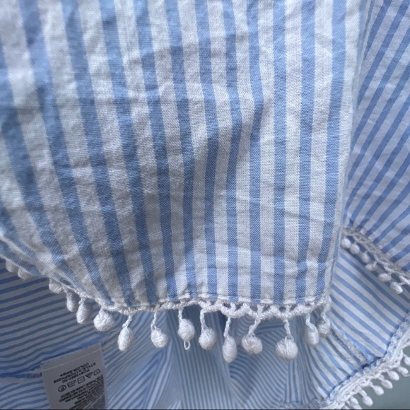 Joe’s collection size large blue and white striped off the shoulder top. - Picture 7 of 7